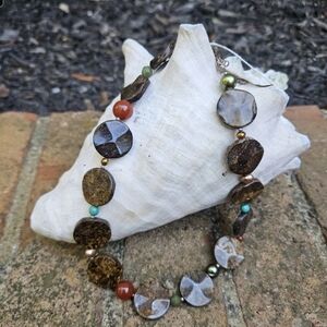 Studio Barse Brown Disc Necklace with Multi Accent Beads
